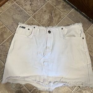 XOXO White Frayed Hem Denim Skirt